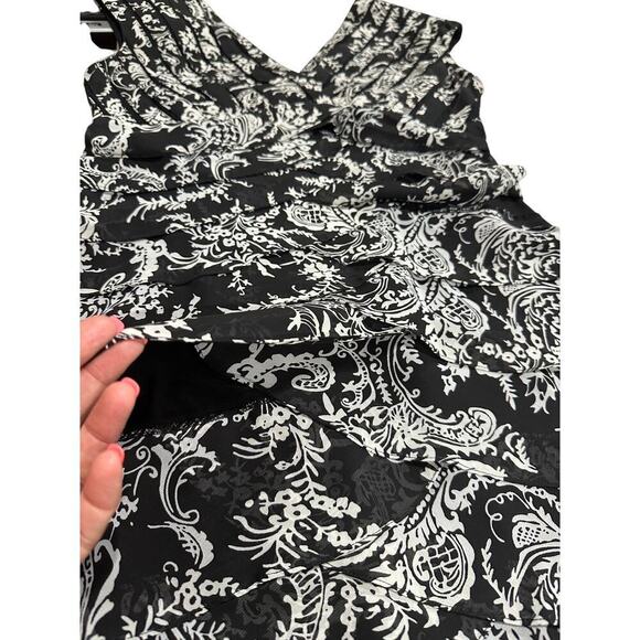 ADRIANA PAPELL V-neck Black/White Dress 8 Bodycon Cocktail Party Wedding church - Picture 6 of 11